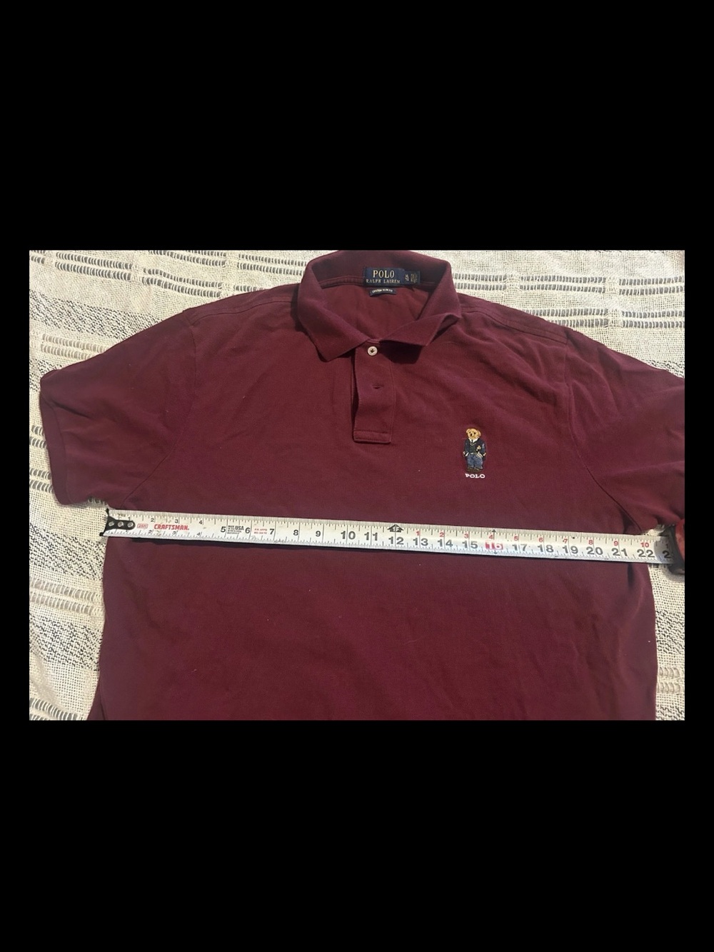 Polo Ralph Lauren Custom Slim Polo Bear Mesh Polo SS Shirt Crimson Red XL - Picture 6 of 7